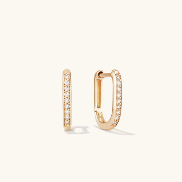 Pavé Diamond U Hoop Earrings