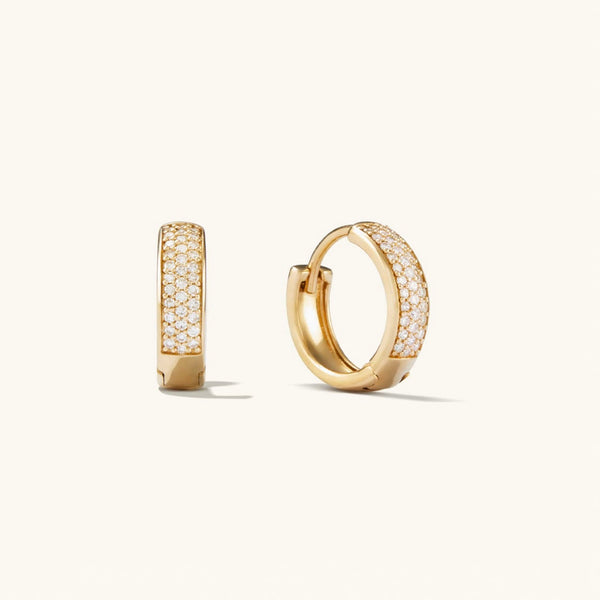 Pavé Diamond Bold Huggie Hoop Earrings