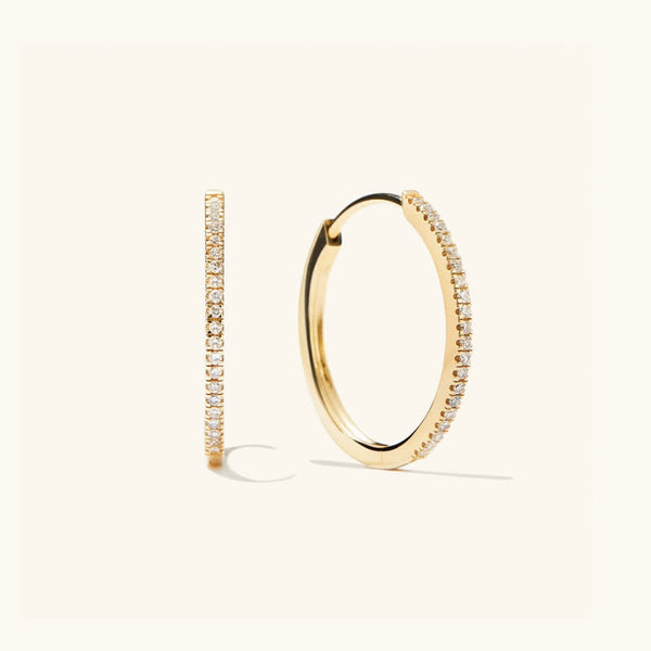 Pavé Diamond Medium Hoop Earrings