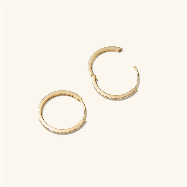 Pavé Diamond Medium Hoop Earrings