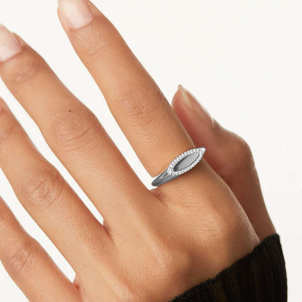 Brilliant Initial Ring in Sterling Silver