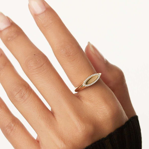 Brilliant Initial Ring in 14kt Gold Over Sterling Silver