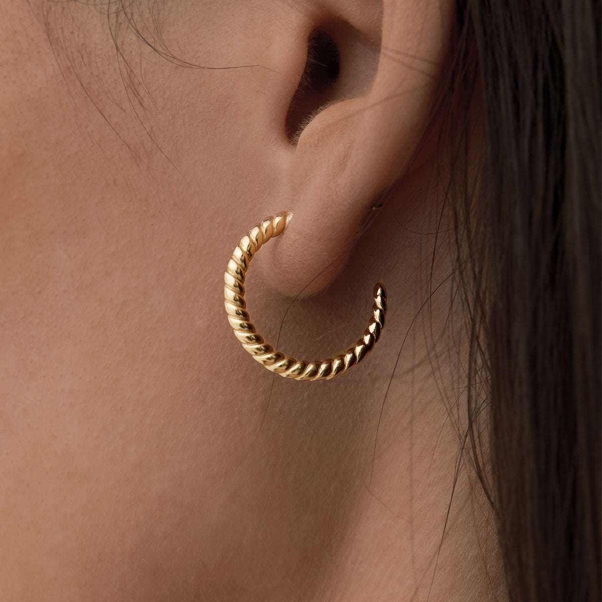 Ana Rope Hoop Earrings in 14kt Gold Over Sterling Silver