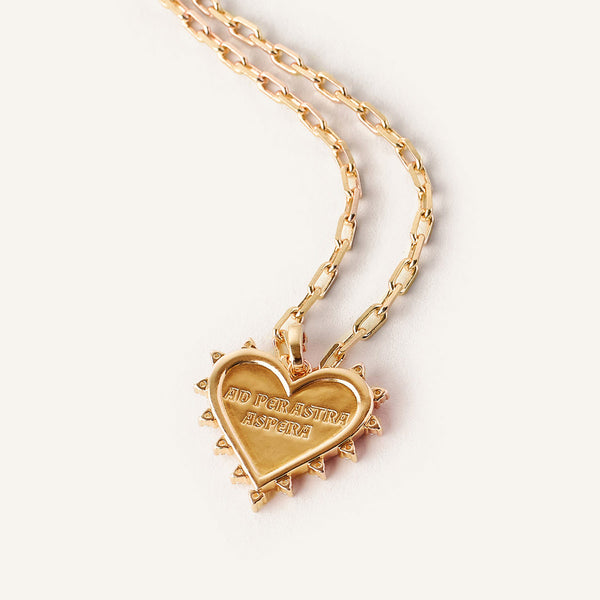 Spiked Love Token Name Necklace in 14kt Gold Over Sterling Silver