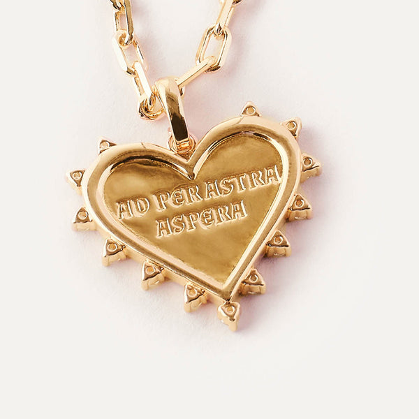 Spiked Love Token Name Necklace in 14kt Gold Over Sterling Silver