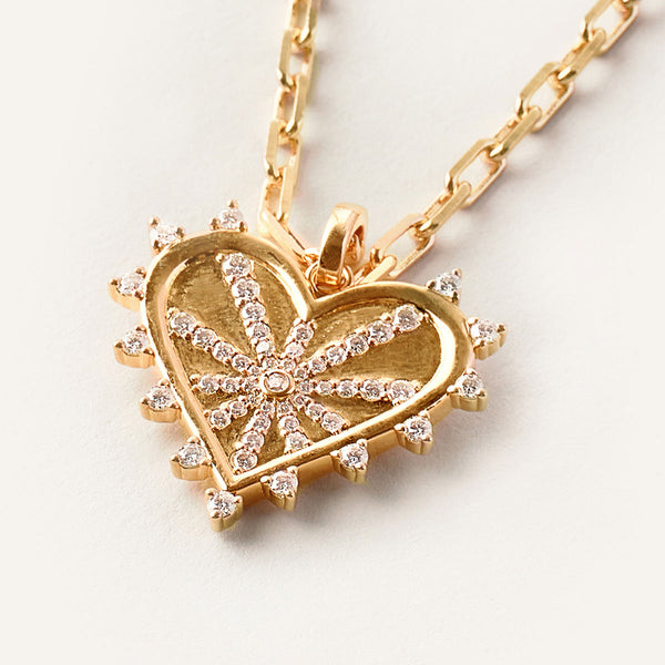 Spiked Love Token Name Necklace in 14kt Gold Over Sterling Silver