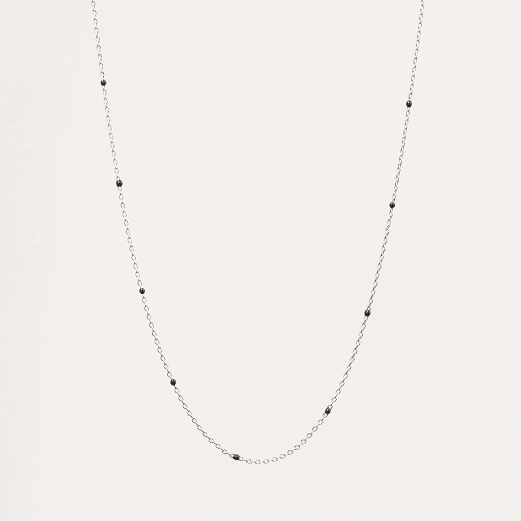 Silver Black Enamel Ball Necklace