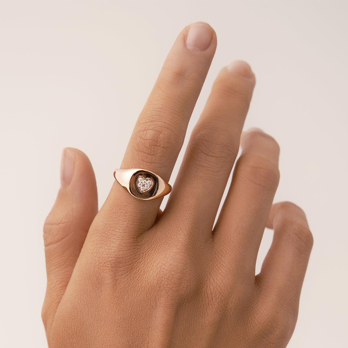 Pavé Love Signet Ring - JOOPITA