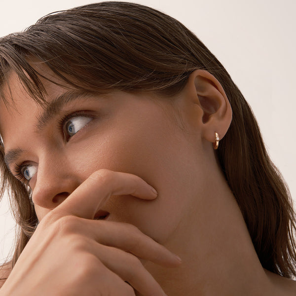 Pearl Mini Hoop Earrings in 14kt Gold Over Sterling Silver