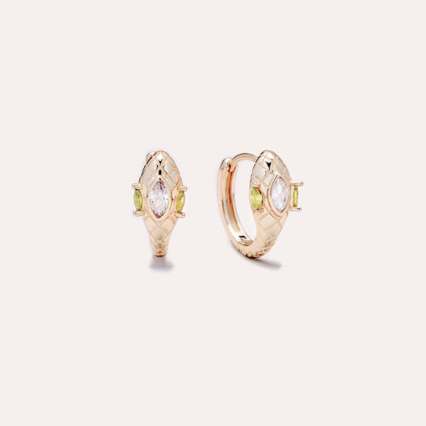 Green Peridot Snake Hoop Earrings in 14kt Gold Over Sterling Silver