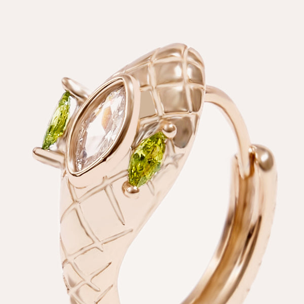 Green Peridot Snake Hoop Earrings in 14kt Gold Over Sterling Silver