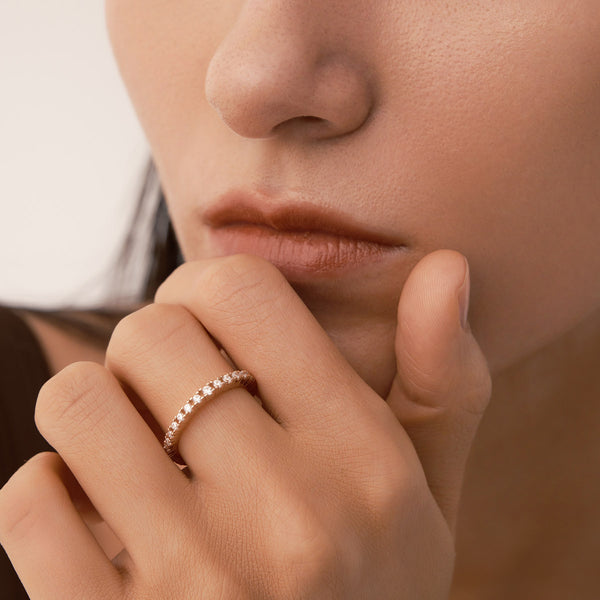 French Pavé Open Ring in 14kt Gold Over Sterling Silver