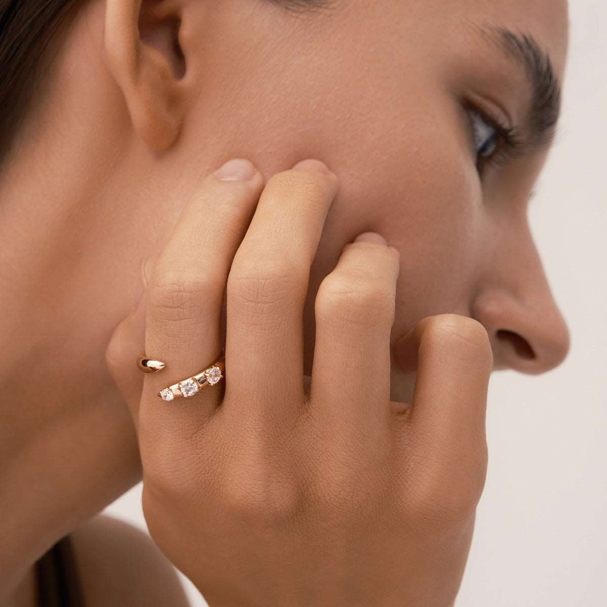 Beast Claw Studded Ring in 14kt Gold Over Sterling Silver