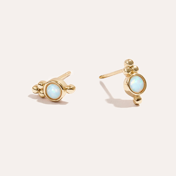 Opal Cluster Stud Earrings in 14kt Gold Over Sterling Silver