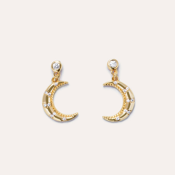 Moon Stud Earrings in 14kt Gold Over Sterling Silver