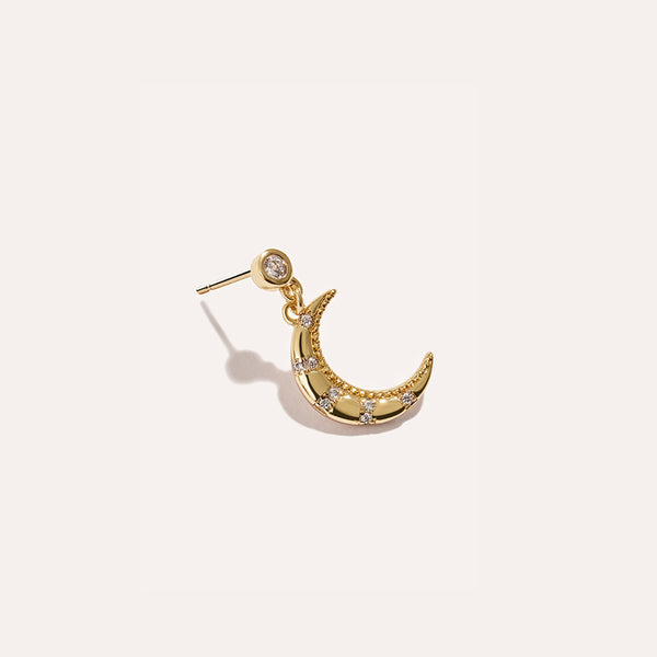 Moon Stud Earrings in 14kt Gold Over Sterling Silver