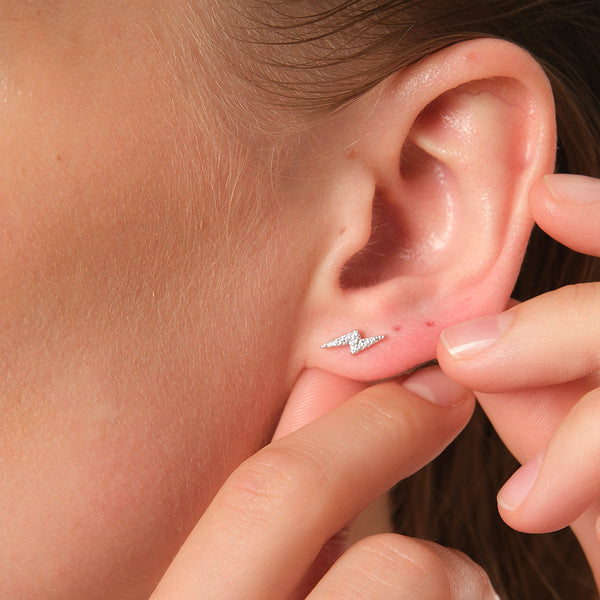 Lightning Stud Earrings in Sterling Silver