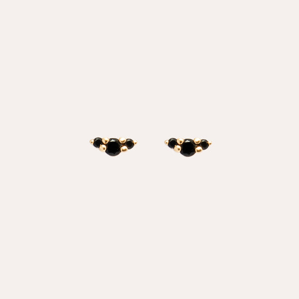 Trio Dark Spinel Stud Earrings in 14kt Gold Over Sterling Silver