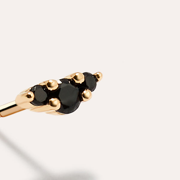 Trio Dark Spinel Stud Earrings in 14kt Gold Over Sterling Silver