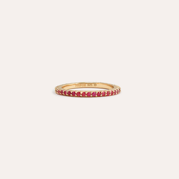 Radiant Ruby Pavé Ring in 14kt Gold Over Sterling Silver