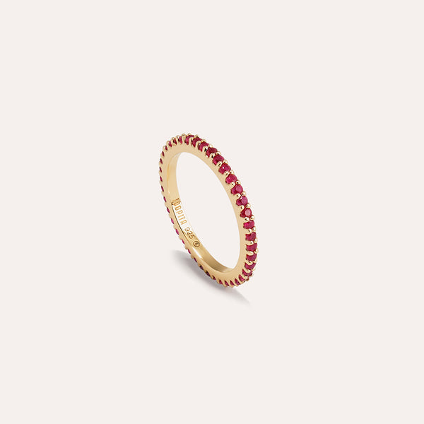 Radiant Ruby Pavé Ring in 14kt Gold Over Sterling Silver