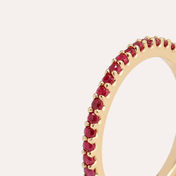 Radiant Ruby Pavé Ring in 14kt Gold Over Sterling Silver