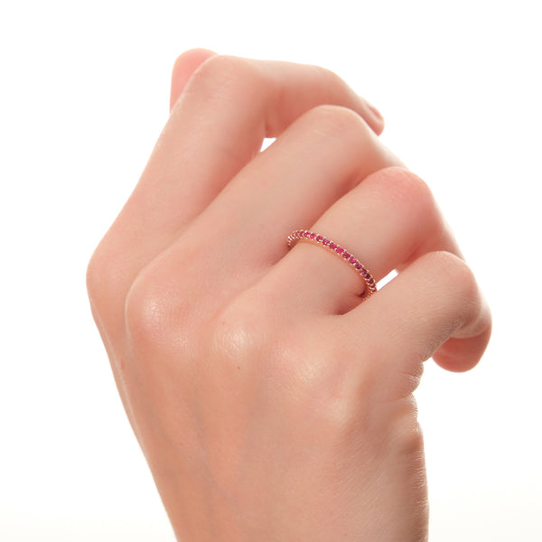 Radiant Ruby Pavé Ring in 14kt Gold Over Sterling Silver