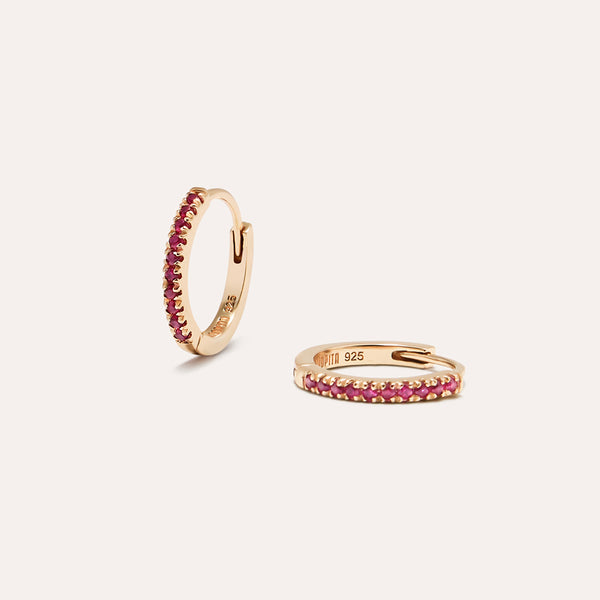 Radiant Pavé Birthstone Hoop Earrings in 14kt Gold Over Sterling Silver