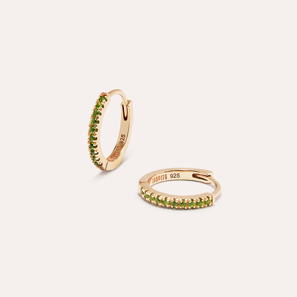 Radiant Pavé Birthstone Hoop Earrings in 14kt Gold Over Sterling Silver