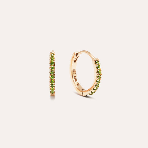 Solid Pavé Hoops Earrings in 14kt Gold Over Sterling Silver