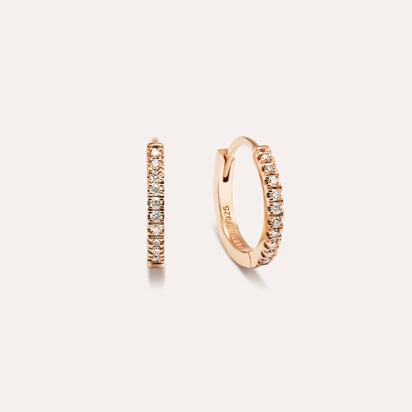 Radiant Pavé Birthstone Hoop Earrings in 14kt Gold Over Sterling Silver