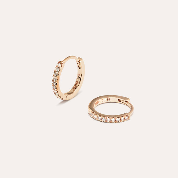 Radiant Pavé Birthstone Hoop Earrings in 14kt Gold Over Sterling Silver