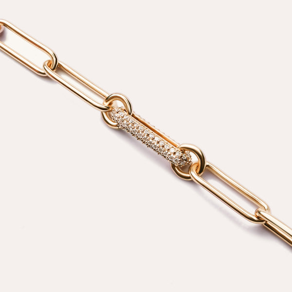 Signature Pavé Link Chain Bracelet in 14kt Gold Over Sterling Silver