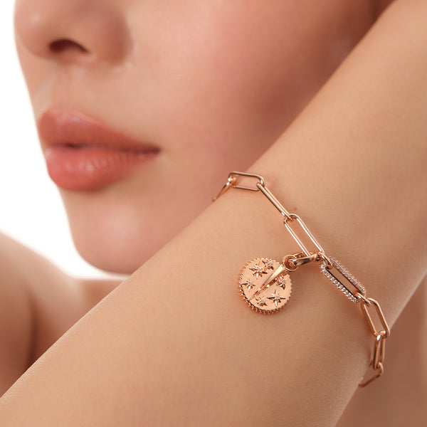 Signature Pavé Link Chain Bracelet in 14kt Gold Over Sterling Silver