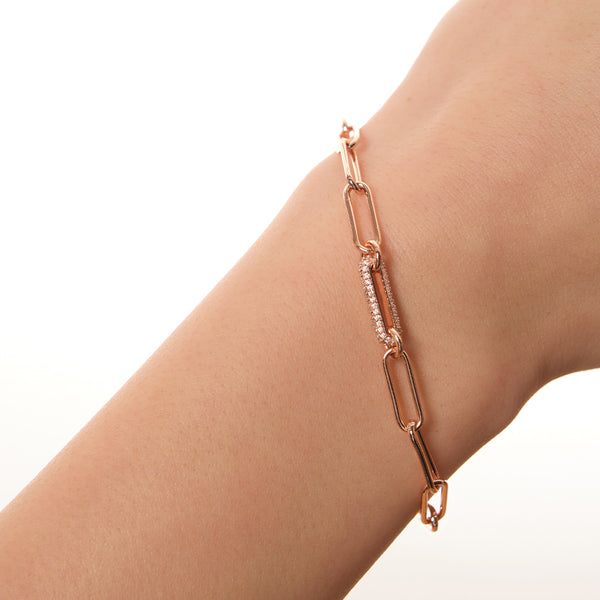 Signature Pavé Link Chain Bracelet in 14kt Gold Over Sterling Silver