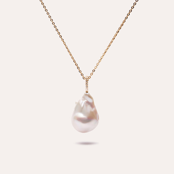 Brilliance Baroque Pearl Necklace in 14kt Gold Over Sterling Silver