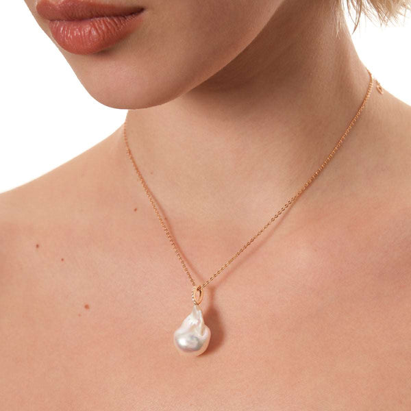 Brilliance Baroque Pearl Necklace in 14kt Gold Over Sterling Silver