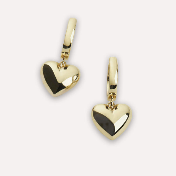 Full Heart Hoop Earrings in 14kt Gold Over Sterling Silver