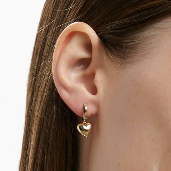 Full Heart Hoop Earrings in 14kt Gold Over Sterling Silver