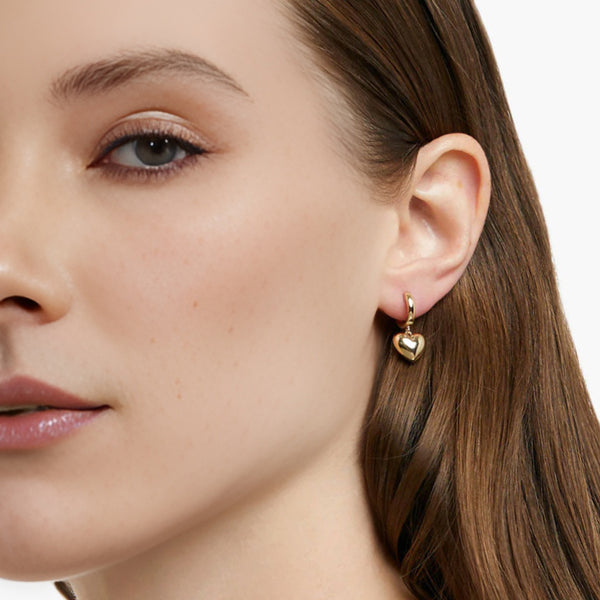 Full Heart Hoop Earrings in 14kt Gold Over Sterling Silver