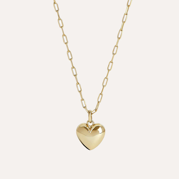 Full Heart Chain Necklace in 14kt Rose Gold Over Sterling Silver