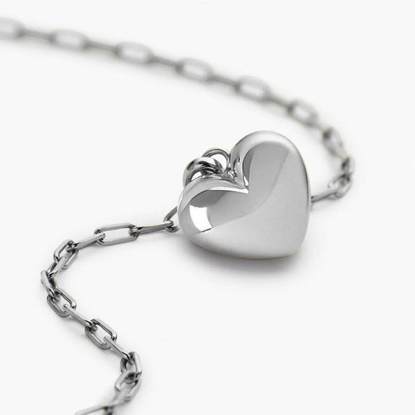 Full Heart Chain Necklace in Sterling Silver