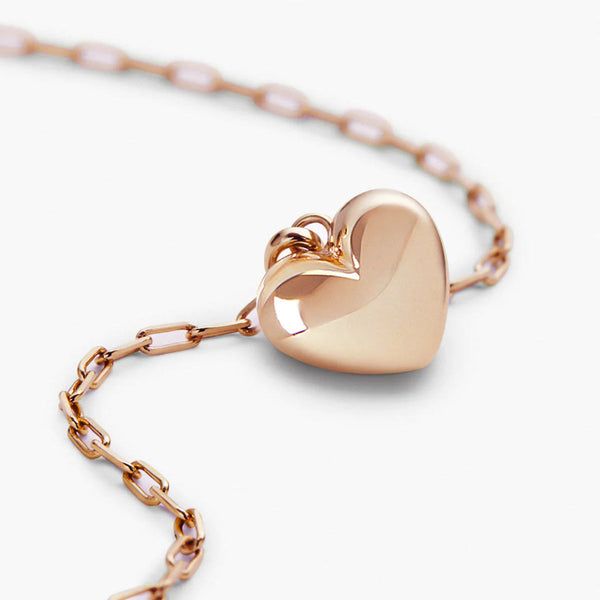 Full Heart Chain Necklace in 14kt Rose Gold Over Sterling Silver