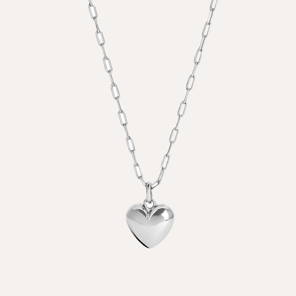 Full Heart Chain Necklace in Sterling Silver