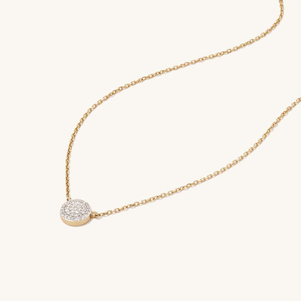 Large Pavé Diamond Round Necklace