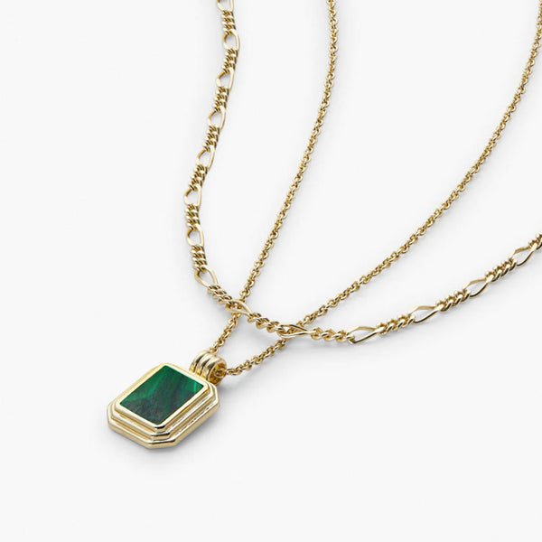 Independence Malachite Necklace Set in 14kt Gold Over Sterling Silver