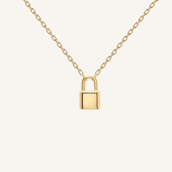 Initial Lock Necklace in 14kt Gold Over Sterling Silver