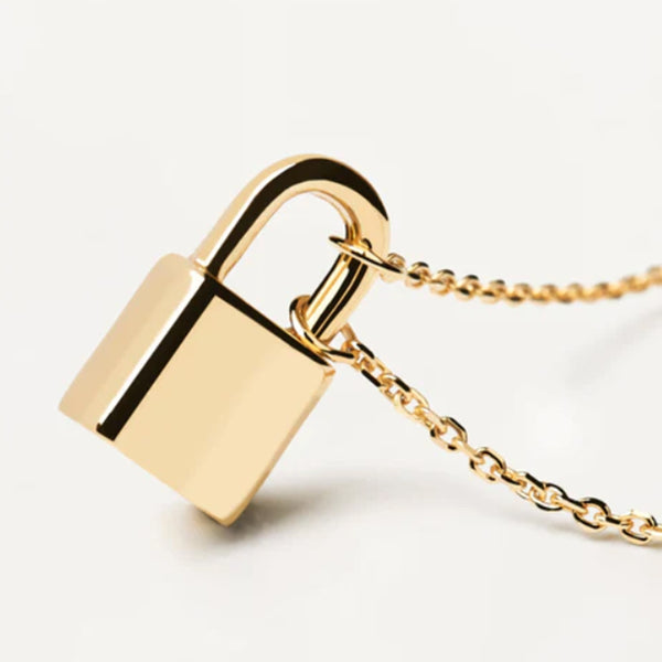 Initial Lock Necklace in 14kt Gold Over Sterling Silver