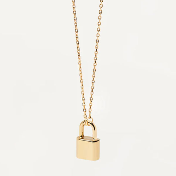 Initial Lock Necklace in 14kt Gold Over Sterling Silver