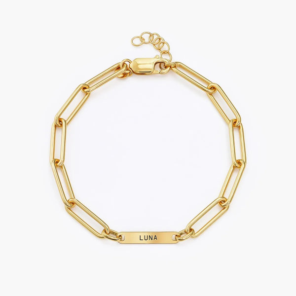 Name Link Bracelet in 14kt Gold Over Sterling Silver